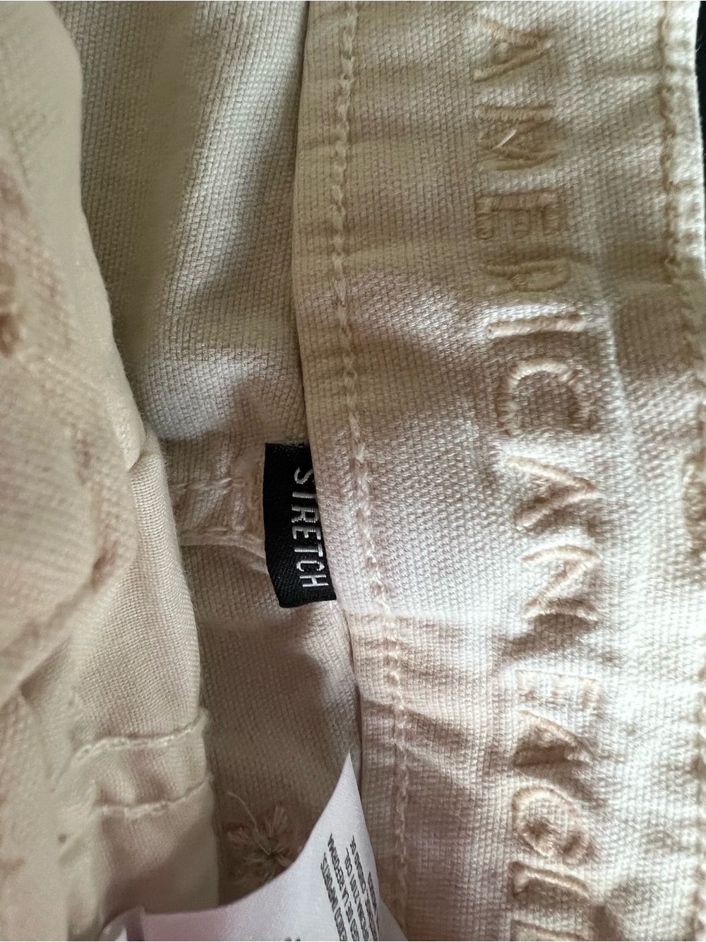 American Eagle Outfitters Beige Star Embroidered Frayed Hem Jean Shorts - Picture 4 of 7